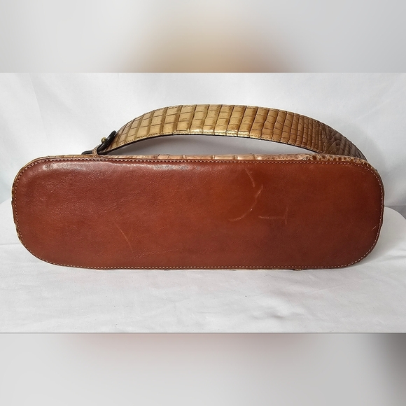 Vintage Brahmin Anytime Shoulder Bag Croc Embossed Leather Brown Tan Textured - Picture 12 of 16